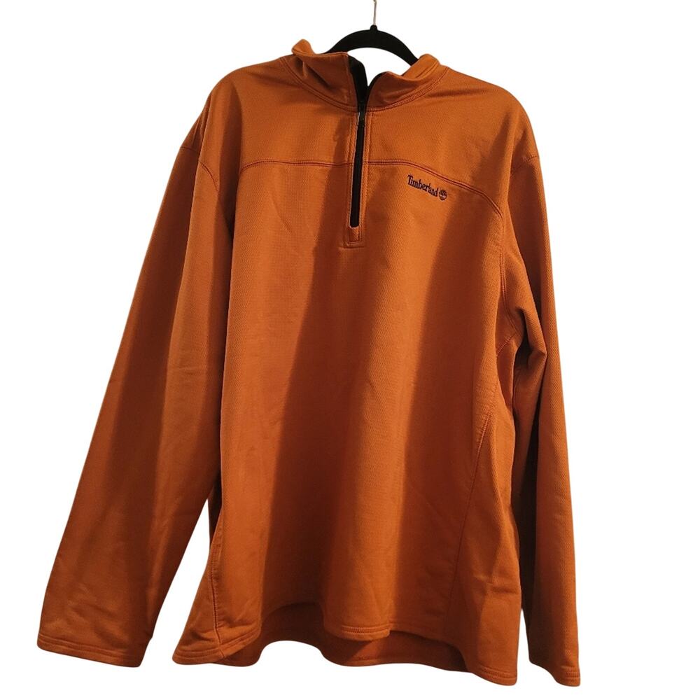Timberland Mens Orange 1/4 Zip Knit Sweatshirt Size 3XL Warm Casual Fall Festive